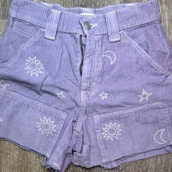 PacSun Lilac Corduroy Shorts Y2K Cargo Utility High Waist Purple Size 24 - Picture 5 of 6